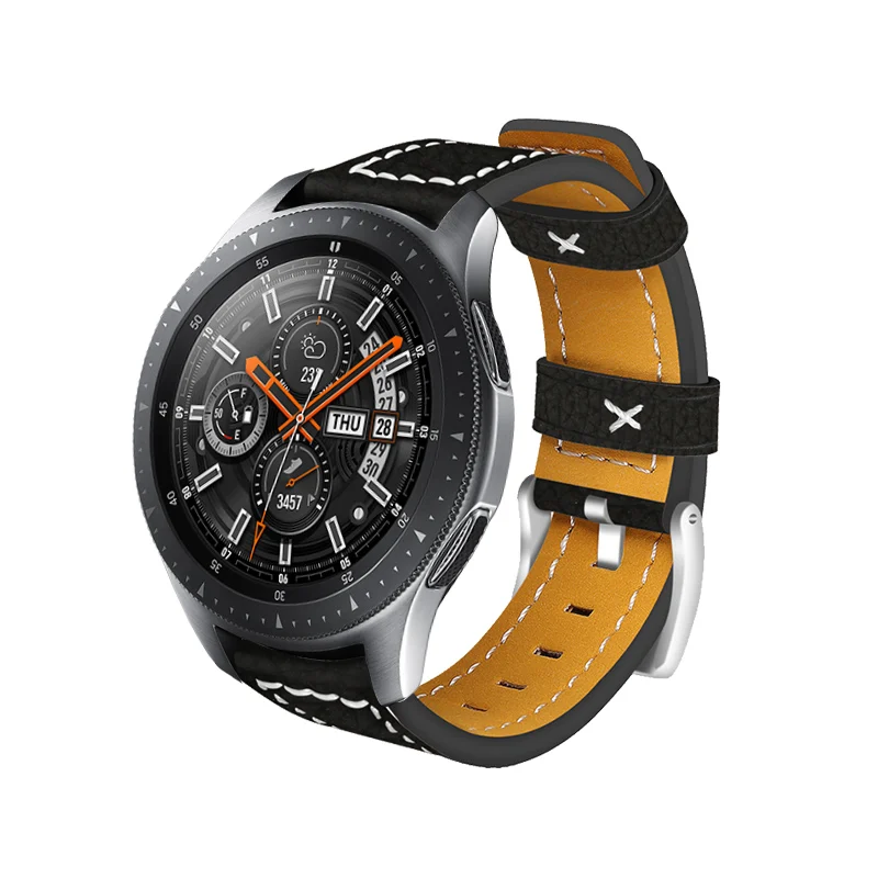 

For Samsung Galaxy Watch (42) Leather strap Compatible band width 20mm watch Silver buckle adjustable size Galaxy Watch strap