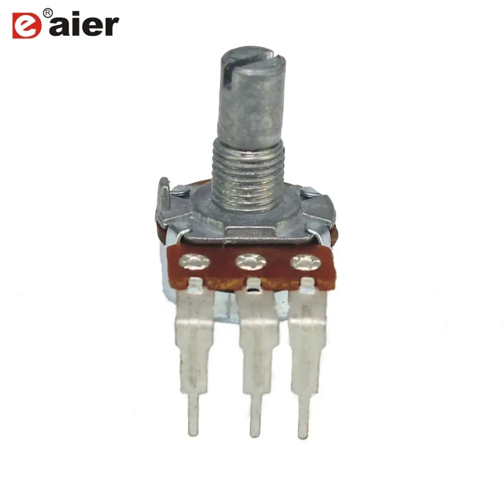 

2PCS WH148 Type Single Potentiometer With 15MM Round Shaft And 3 Pin Right Angle PCB Terminals Linear Taper Rotary Switch