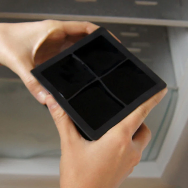 DIY креативный 4 квадратный лоток для льда квадратный силиконовый большой размер плесень бар кухонные принадлежности для домашнего использования