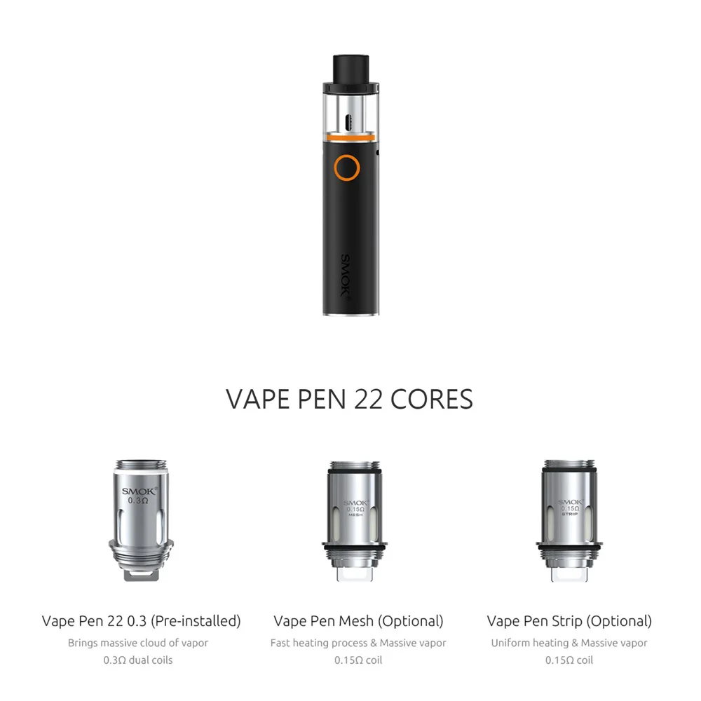 Электронных сигарет SMOK Vape ручка 22 комплект бак 0.3ohm двухъядерный со встроенным 1650
