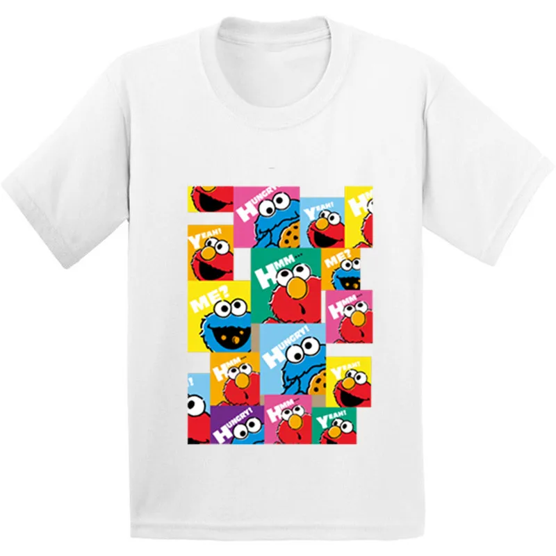 Хлопок Детская футболка с принтом «Улица Сезам», «печенье», «Монстр» и «Элмо» забавная одежда для малышей футболка с героями мультфильмов для мальчиков и девочек GKT269