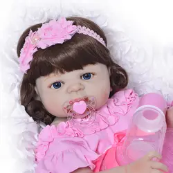 55 см полный силиконовый корпус Reborn Baby Doll игрушка для девочки виниловая новорожденная принцесса кукла живая Bebes reborn Boneca Bathe игрушки подарок