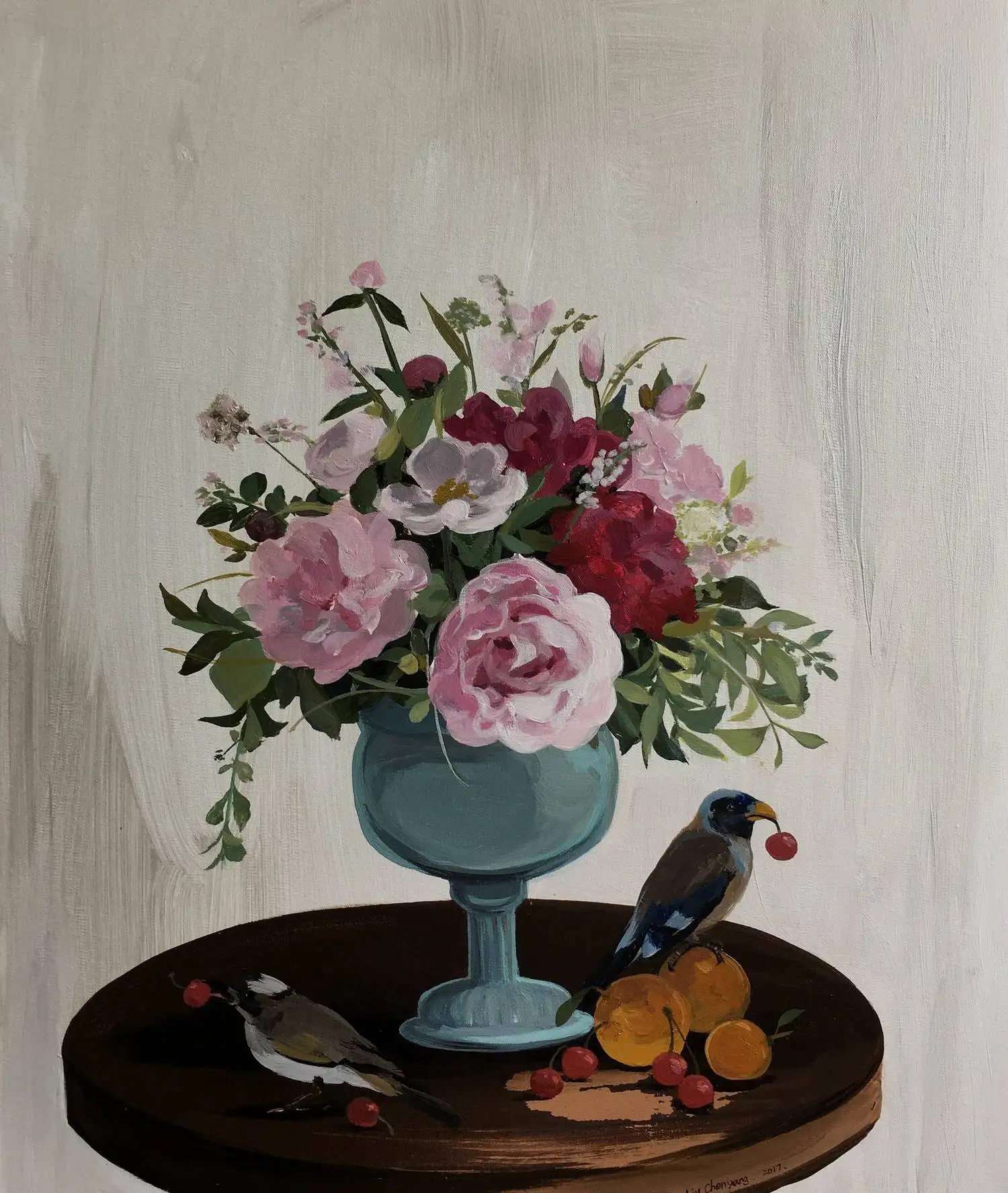 

Chinese Artist Liu Chenyang's Work"A Poetic Pause" Acrylic on Cloth Painting Wall Art Hand Painted Freeshipping DHL Still Life