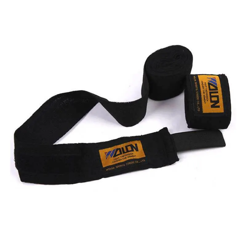 2 шт. боксерский бандаж из чистого хлопка эластопласт длина 2,5 м ширина 5 см эластичный спортивный ремешок Спортивные защитные обертывания боксерские перчатки - Цвет: Черный