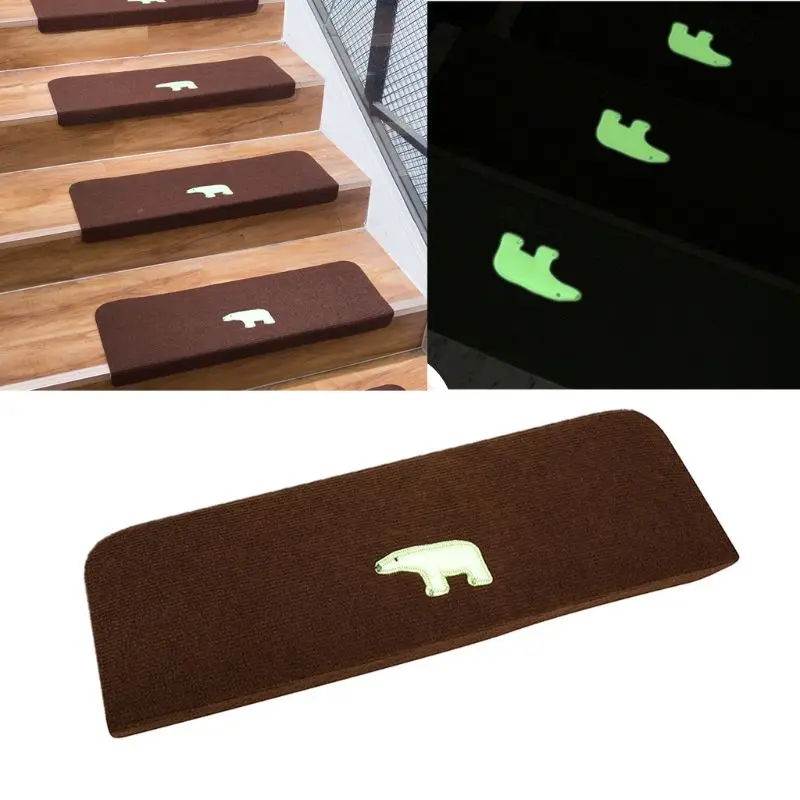 Non Slip Luminous Carpet Stair Treads Shine at Night Bear Anti-Skid Stairs Rug