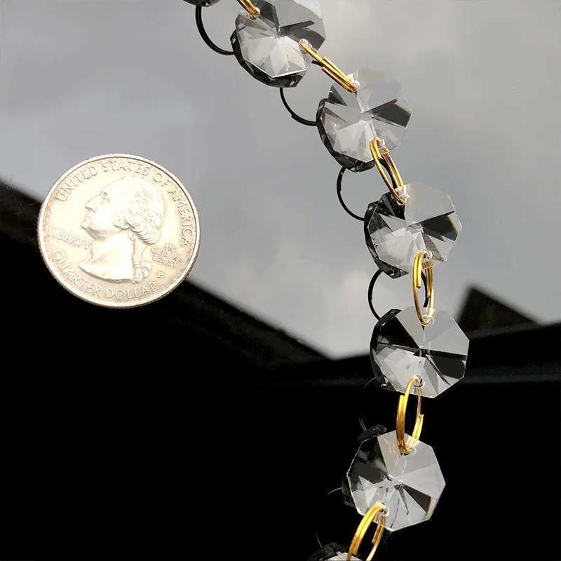 50 см стеклянная цепь для люстры Золотое кольцо соединитель подвеска с бусинами из кристаллов Декор окна солнцезащитный Ловец подвесной орнамент Декор ручной работы