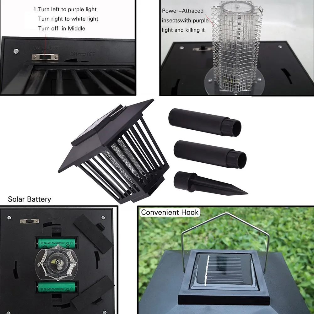 Hot Sale High Quality Solar Mosquito Killer Insect Zapper Accent Kill bugs killer with Solar LED Garden Light Lamp Drop Shipping