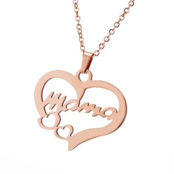 

Letter Mama Necklace Rose Gold Chain Stainless Steel Heart Necklace for Women Personalized Necklaces Jewellery 2018