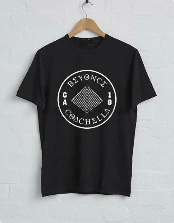 

BAK Beyonce Coachella Pyramid Logo Black Gray White T Shirt Men Women