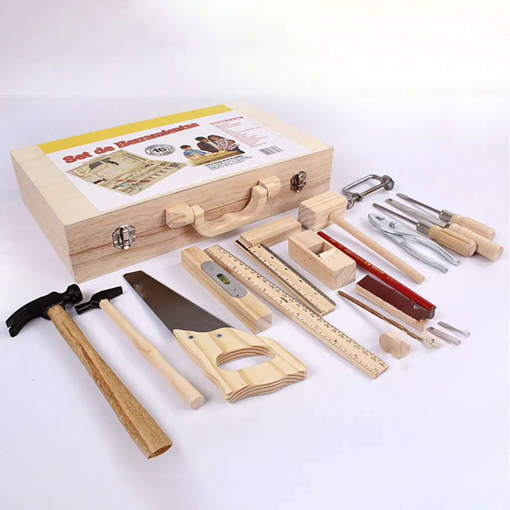 Деревянный инструмент игрушки Toolbox дети игрушка; развивающая игрушка DIY строительный инструмент