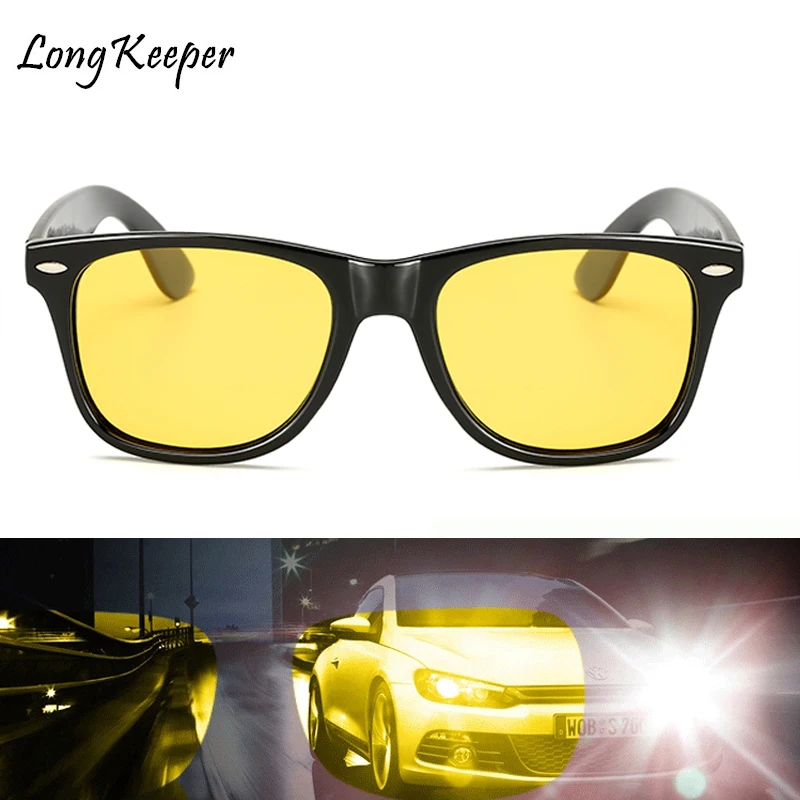 

Long Keeper Mens Yellow Night Vision Sun Glasses Women Polarized High Quality HD Lens Night Driving Safety Eyewears UV400 KP1029