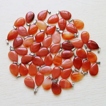 

Wholesale Fashion warter drop natural stone Red Onyx charms teardrop pendants DIY jewelry making for women Free shipping