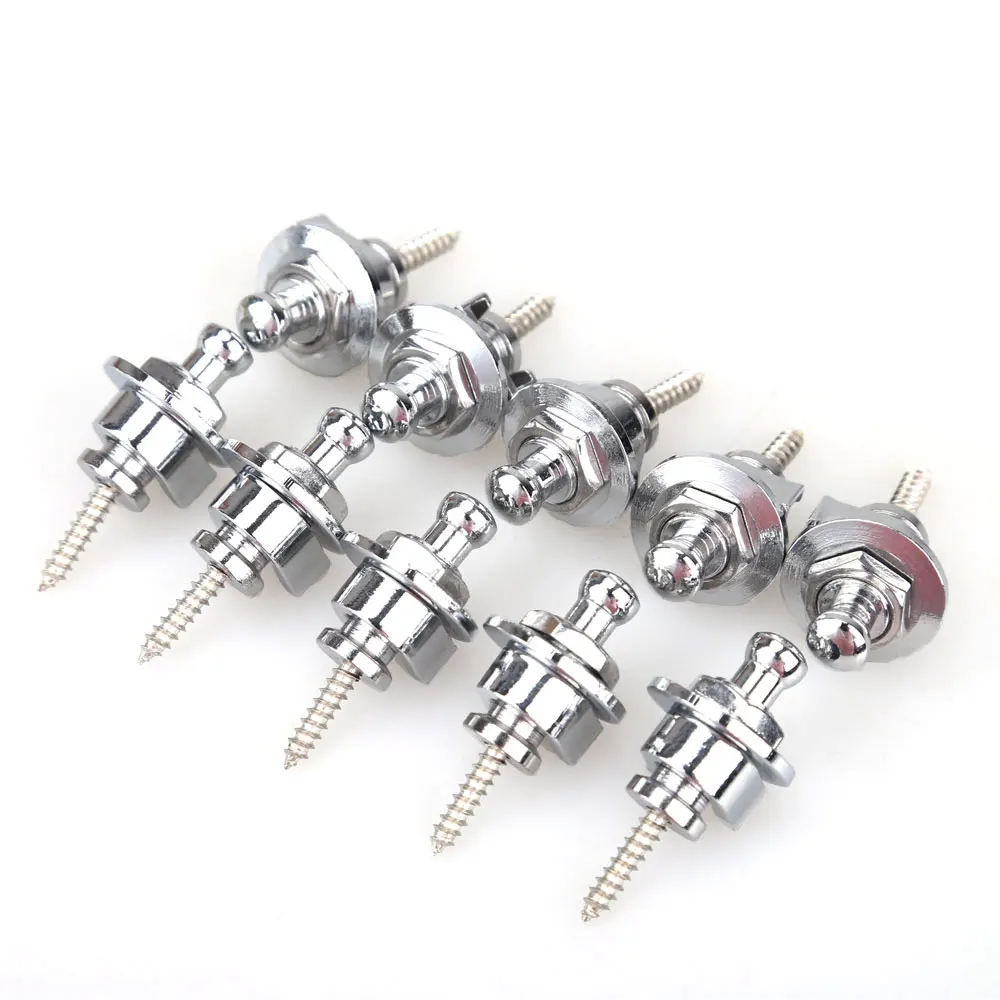 10Pcs Chrome Electric Guitar Bass Strap Locks for Fender Gibson Silver