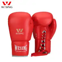 Wesing Boxing Gloves Pro Boxing Fight Muay Thai Sanda Gloves Tether Black Red Blue 8 10 12oz luva de boxe