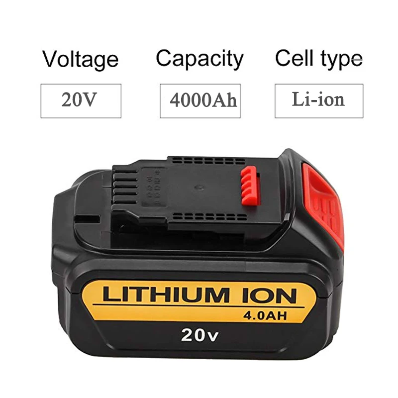 Замена Батарея для Dewalt DCB200 DCB181 DCB182 DCD780 DCD785 DCD795 DCB201 DCB203 20V 4000 мА/ч, литий-ионный аккумулятор Мощность механические инструменты батареи