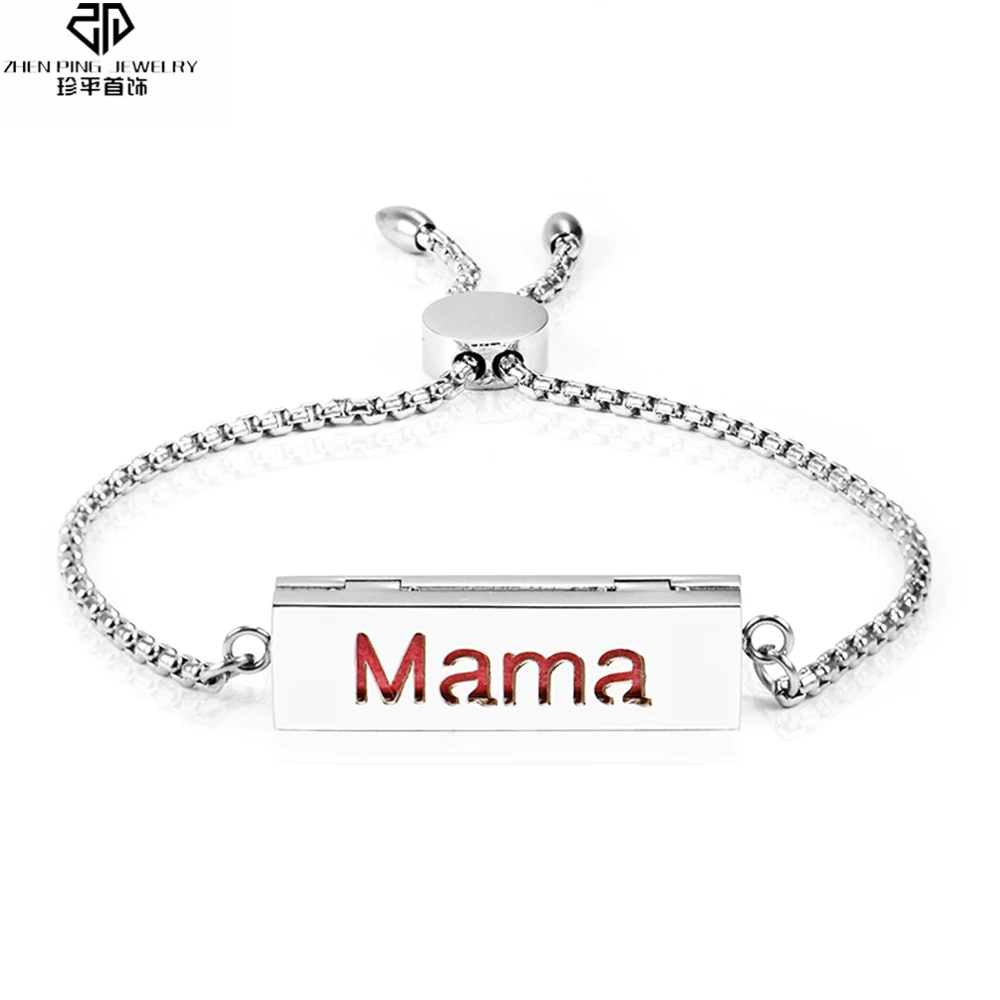 

Stainless Steel Rectangle Perfume Diffuser Bracelet Adjustable Box Chain Essential Oil Diffuser Locket Bracelets Women