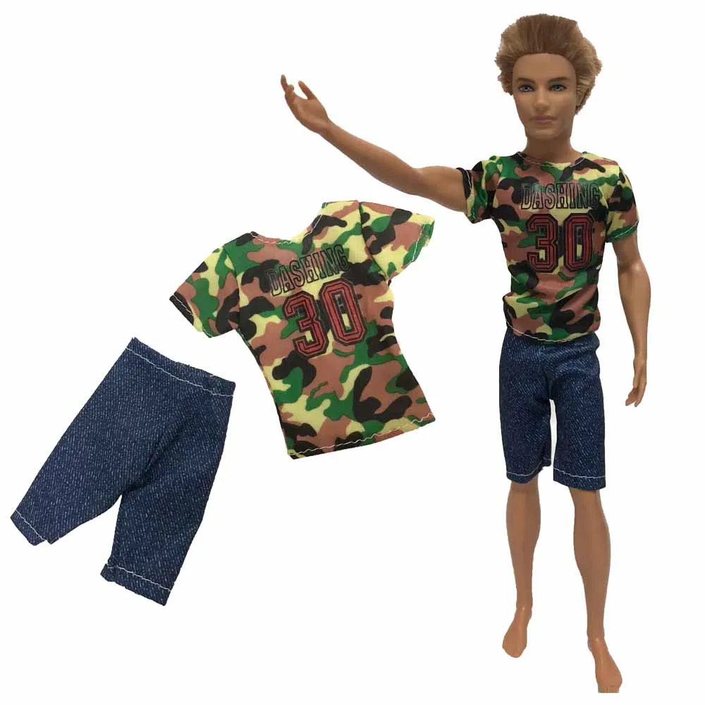 NK одна штука кукла повседневная одежда футболка брюки Летняя одежда Короткие штаны Одежда для Кена смешанный стиль для Барби аксессуары для куклы Кена JJ