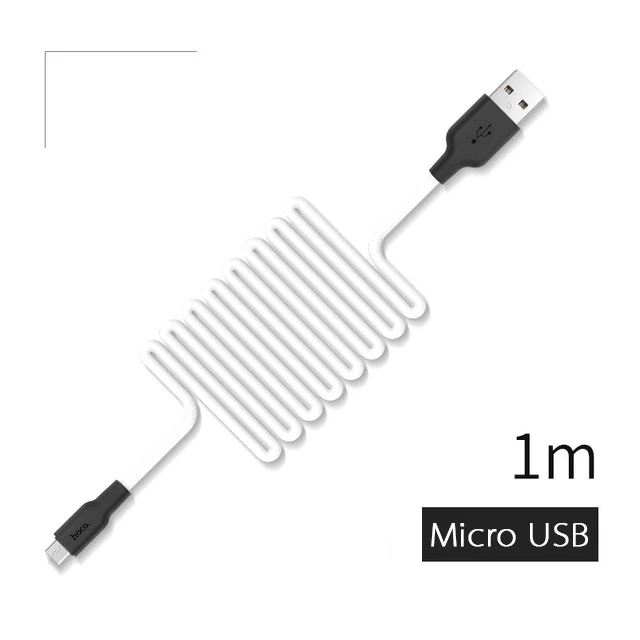 HOCO мобильный телефон USB зарядный кабель для передачи данных USB к Lightning/Micro USB/type C экологически чистый силикон для iPhone Xiaomi samsung - Цвет: Micro USB White