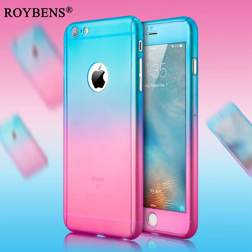 Luxury Slim Gradient Coverage Case For iPhone 7 360 Degree