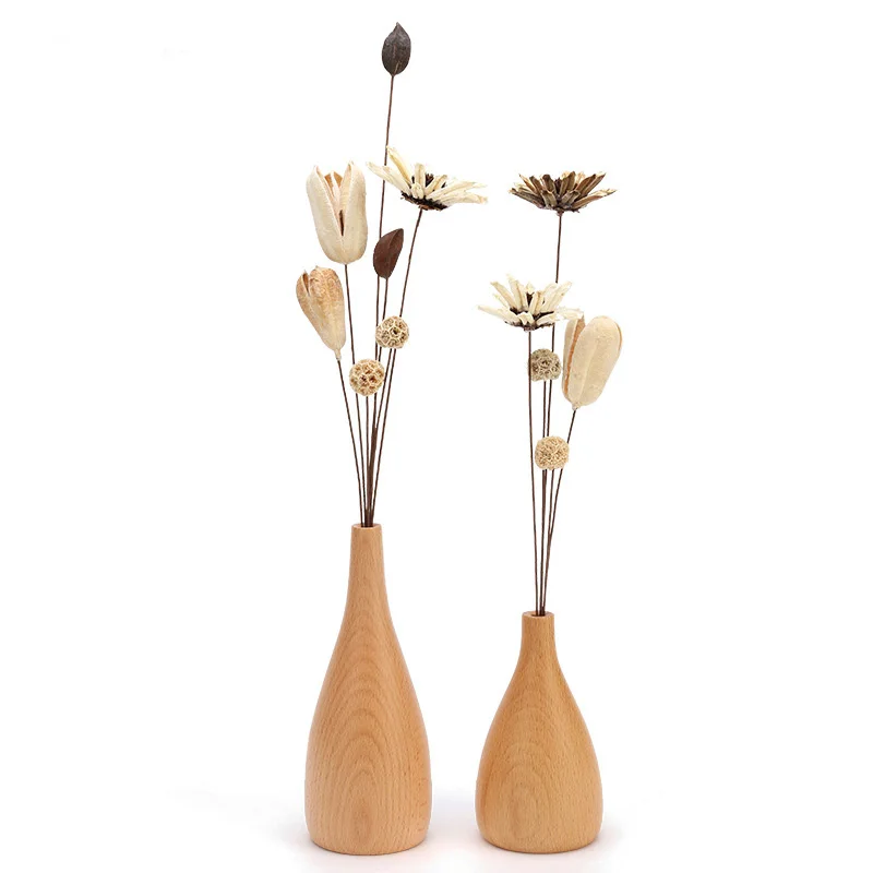 2pcs Europe solid wooden simple tabletop flower vase in Vases from