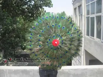

Runway show stage performance props high quality Big eyes peacock feather umbrella pure handmade EMS Free shipping
