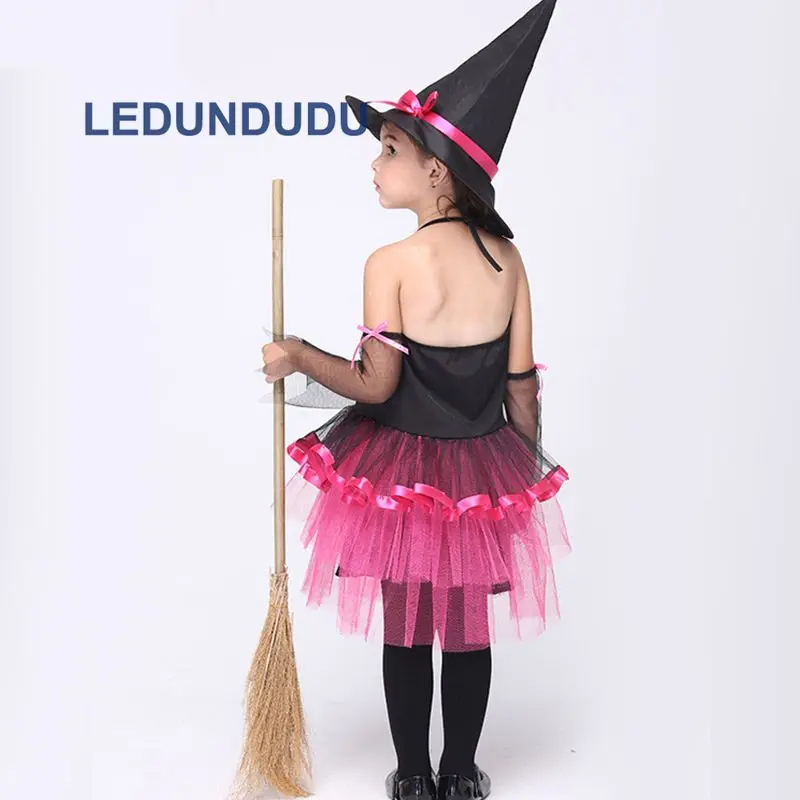 Дети Хэллоуин Необычные праздничный костюм Обувь для девочек магия ведьма платье дети выросли ведьмы Косплэй костюм со шляпой