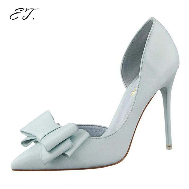 

Korean fashion delicate sweet bowknot high heel shoes thin high-heel shoes side hollow pointed shallow mouth women pumps
