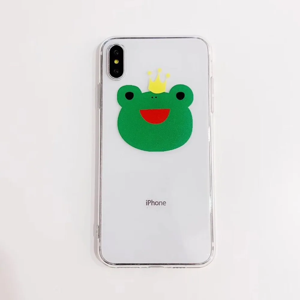 Funny Transparent Frog prince Lovely couple soft shell For iPhone 7 7Plus 6 6S 6Plus 8 8Plus X XR XS Max TPU Anti-fall Phone case05