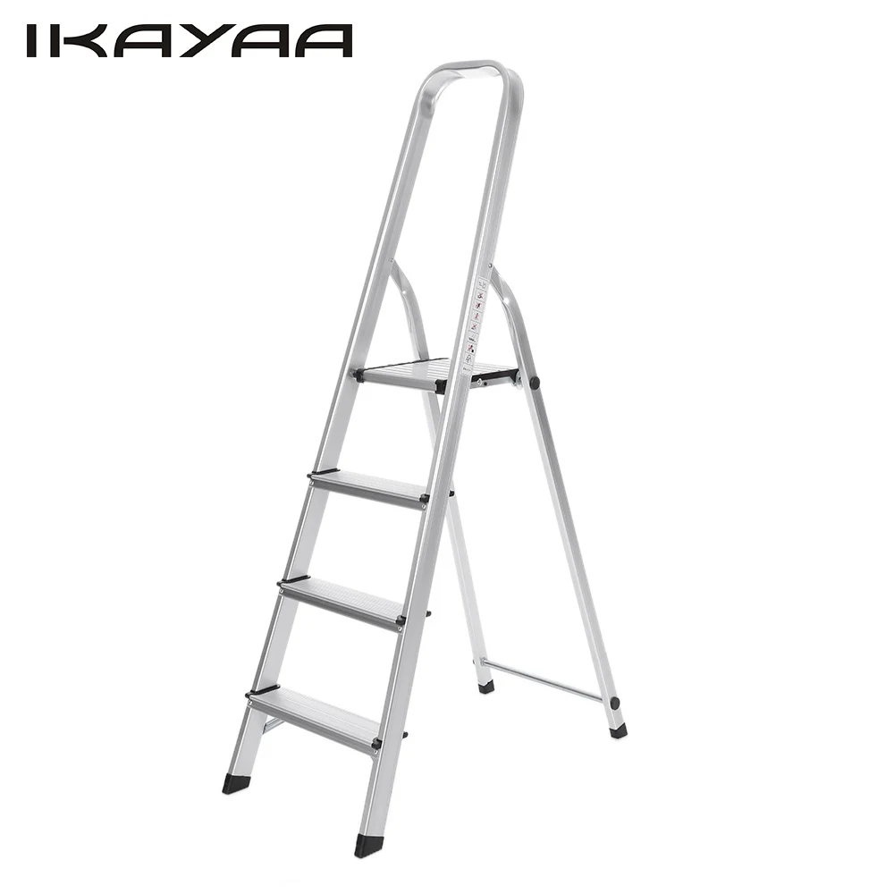 

iKayaa US Stock Folding Aluminum Ladders 4 Step Ladder With Hand Grip Work Platform Step Stool 330LB/150KG Capacity EN131