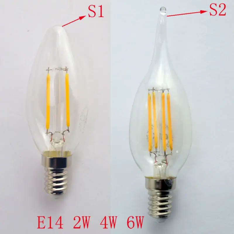 Светодиодный Лампа накаливания светодиодная лампа 220 bombillas светодиодный безкорпусной светодиодный модуль Эдисона лампочка E14 лампы в форме свечи света 2 Вт, 4 Вт, 6 Вт, 360 градусов