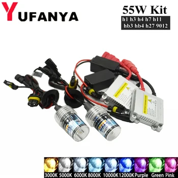 

55w hid xenon kit conversion set xenon ballast with h1 h4 h7 h8 h11 hb3 hb4 xenon bulb color 4300k -12000K