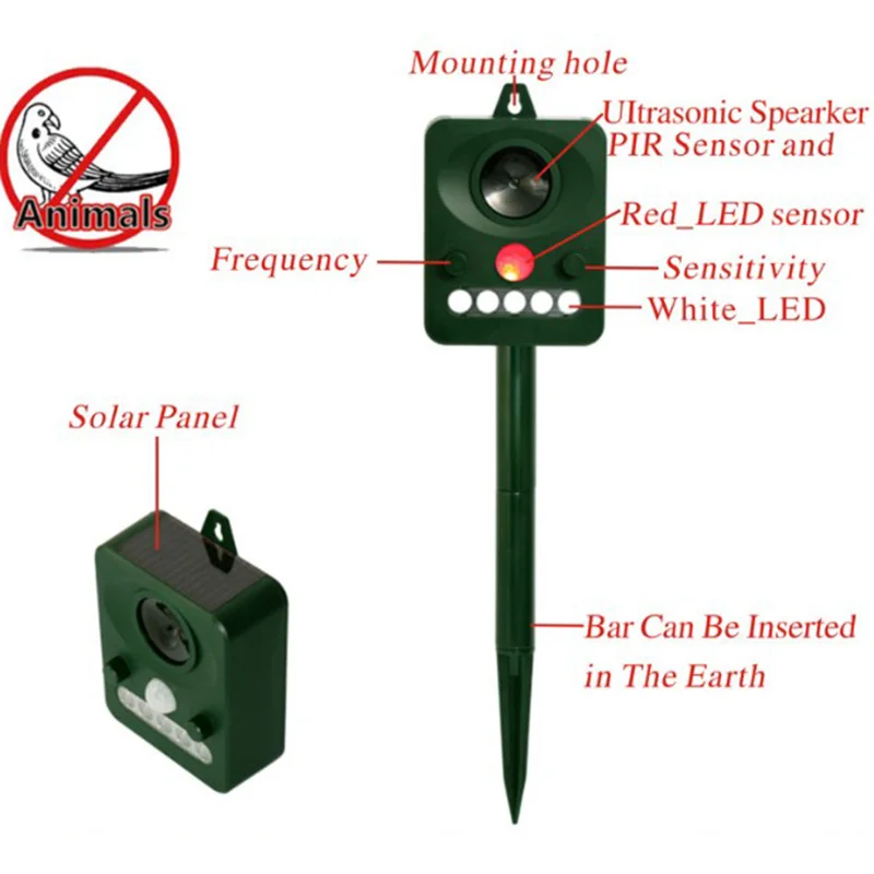 Солнечный привод Отпугиватель собаки змея дикий отпугиватель животных привод инфракрасный Частотный датчик отпугиватель животных бластер отпугиватель