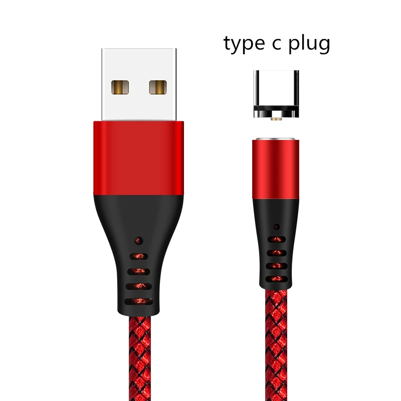 GREENPORT Круглый Магнитный кабель Micro usb type C кабель для iphone xs max samsung S8 S9 зарядки мобильного телефона Android зарядное устройство Шнур - Цвет: Red Type C Plug