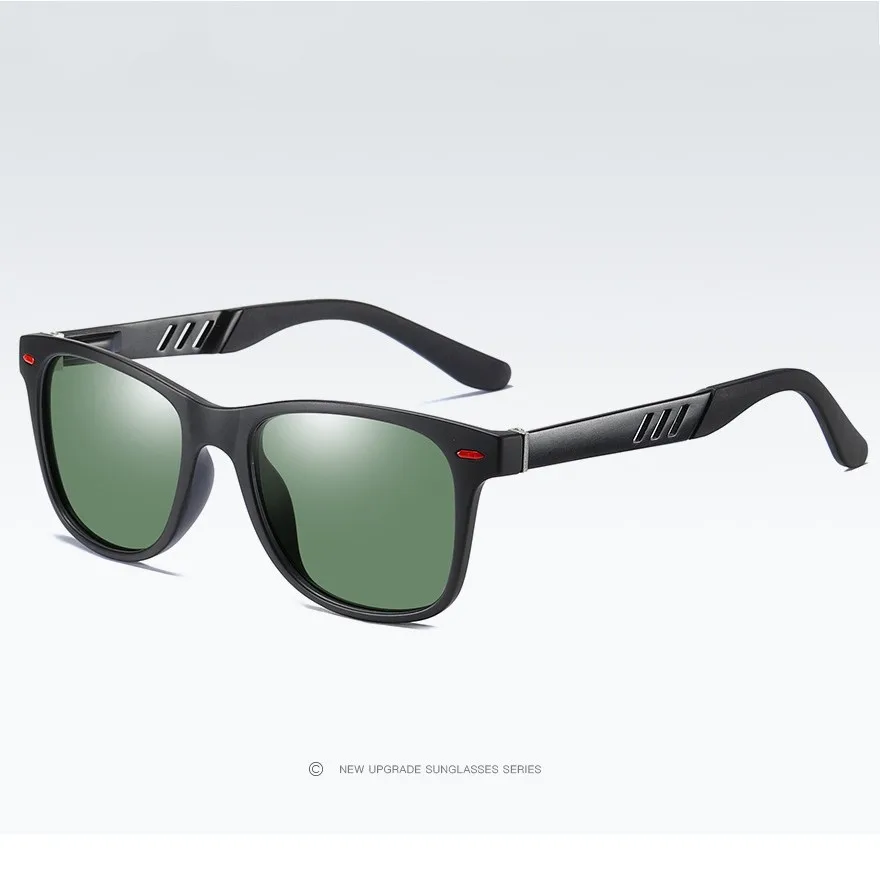 Дизайнерские алюминиевые TR90 Классические поляризованные солнцезащитные очки для мужчин и женщин, солнцезащитные очки с квадратной оправой для вождения, мужские очки, UV400 лучи, Gafas De Sol - Цвет линз: black green