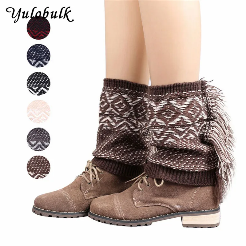 New Women Tassel Adult Leg Warmers Bohemia Winter Boot Socks Gaiters