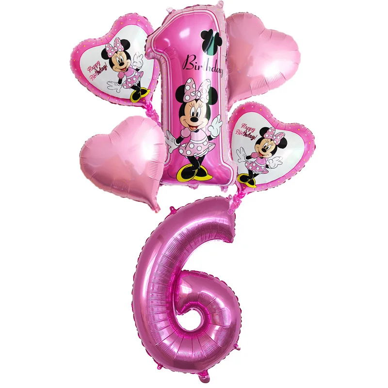 6pcs 32 inch number Mickey Minnie Set Balloon Globos Wedding Birthday Party Decorations Kids Toys Mickey Mouse Party Balloons
