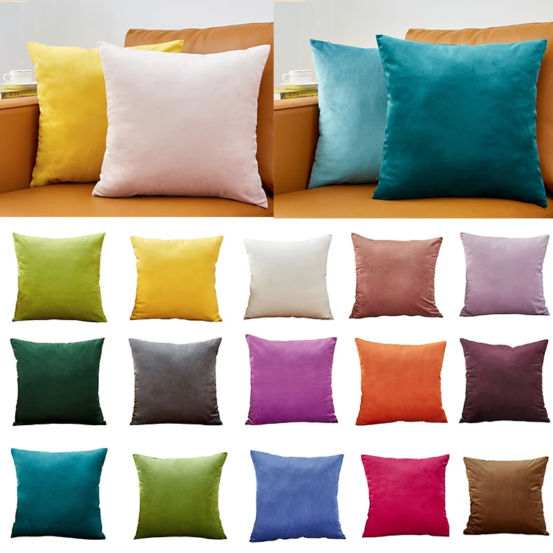 

Pillow Cover Velvet Pillow Case 40x40cm For Living Room Sofa Decorative Pillows Home Decor Housse De Coussin Yellow Green Blue
