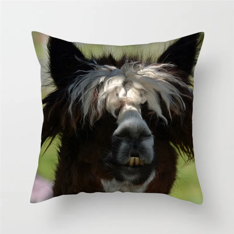 Fuwatacchi, милая альпака, подушка с портретном покрытии, животные, наволочка для украшения домашнего стула, мягкие льняные наволочки - Цвет: PC05797