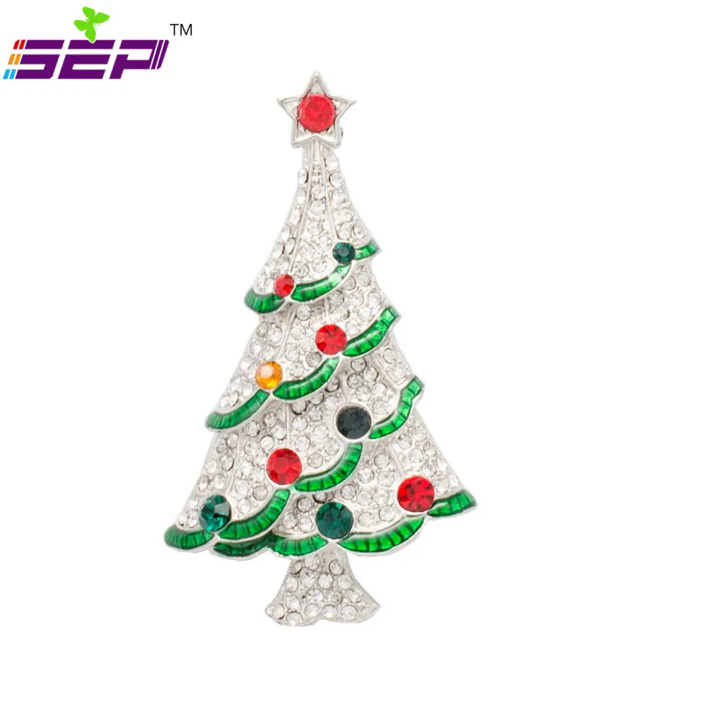 Украшенные стразами Рождественская елка Брошь Pin для Для женщин аксессуары и украшения LSYP0602