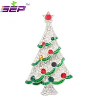 White Christmas Tree Brooches Rhinestone Crystals Broach Pins for Women Jewelry Accessories LSYP0602