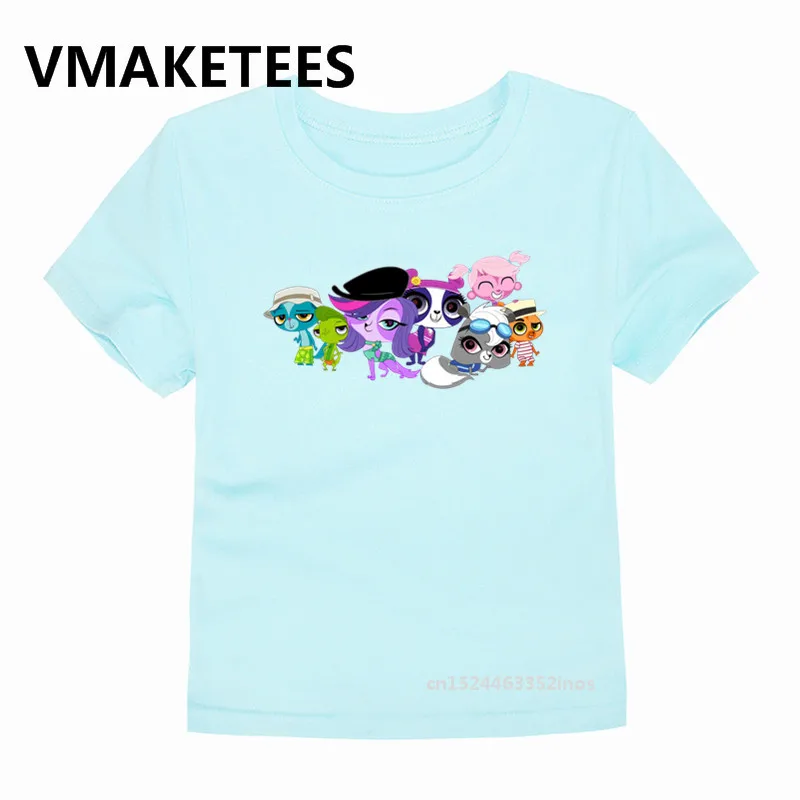 Детская летняя забавная футболка с короткими рукавами для мальчиков и девочек детская футболка с принтом «Littlest Pet Shop» повседневная одежда HKP5262C - Color: Modal Blue