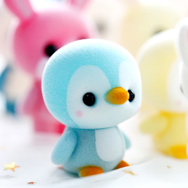 Mini PVC Flocking Decoration Dolls Cute Penguin 4 Colors Kawaii Doll Toy For Girls Best