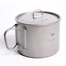 Keith 900ML Ti3209 Titanium Tea Cup Camping Titanium Water Cup With Foldable Handle Outdoor Tableware keith titanium cup outdoor cup beer mug outdoor portable camping cup