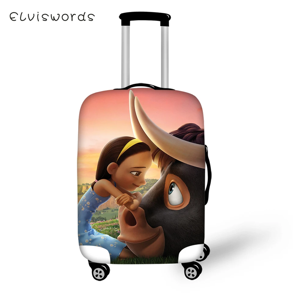 

ELVISWORDS Suitcase Protective Cover Ferdinand Prints Pattern Elastic Dust-proof Cover Cartoon Design Travel Luggage Accessories
