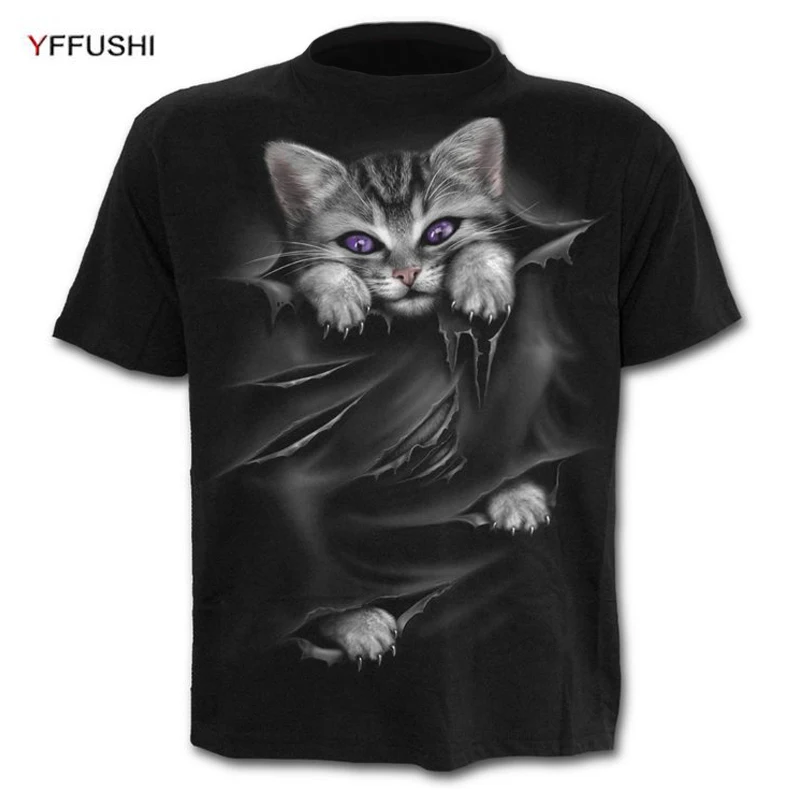YFFUSHI Мужская 3d футболка с милым животным принтом хип-хоп футболки забавным кота