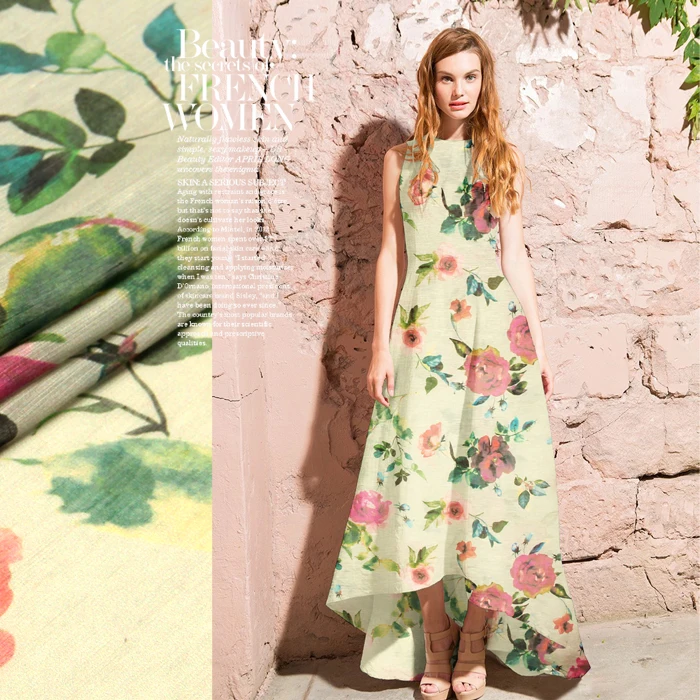 

fashion Digital Printed Silk Linen Fabric