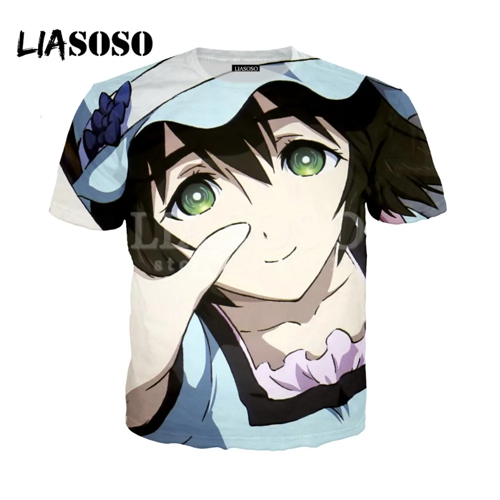 LIASOSO 2018 3D принт для женщин и мужчин аниме Steins Gate косплей футболка Летняя хип хоп