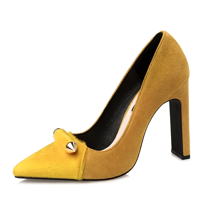 square toe yellow heels