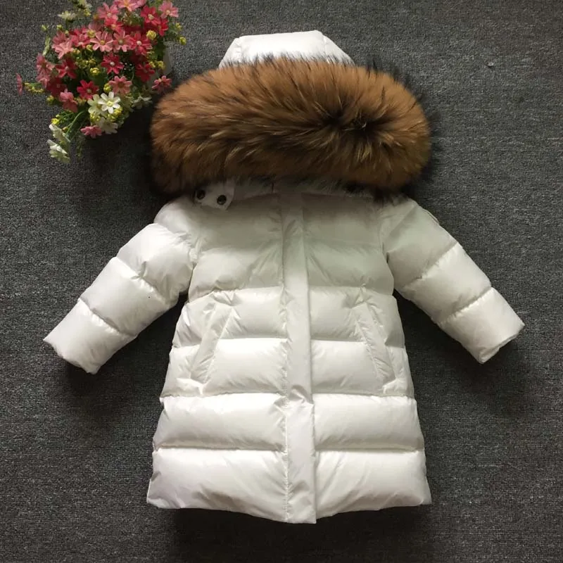 Детская зимняя теплая куртка-пуховик с меховым воротником; зимняя куртка для маленьких девочек; верхняя одежда; парки для девочек; яркое зимнее пальто - Цвет: 6