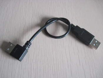 

100pcs/lot USB Data Sync Charge Cable 90 Degree True USB 2.0 Left Angle Male to Male M/M Adapter Cord 25cm